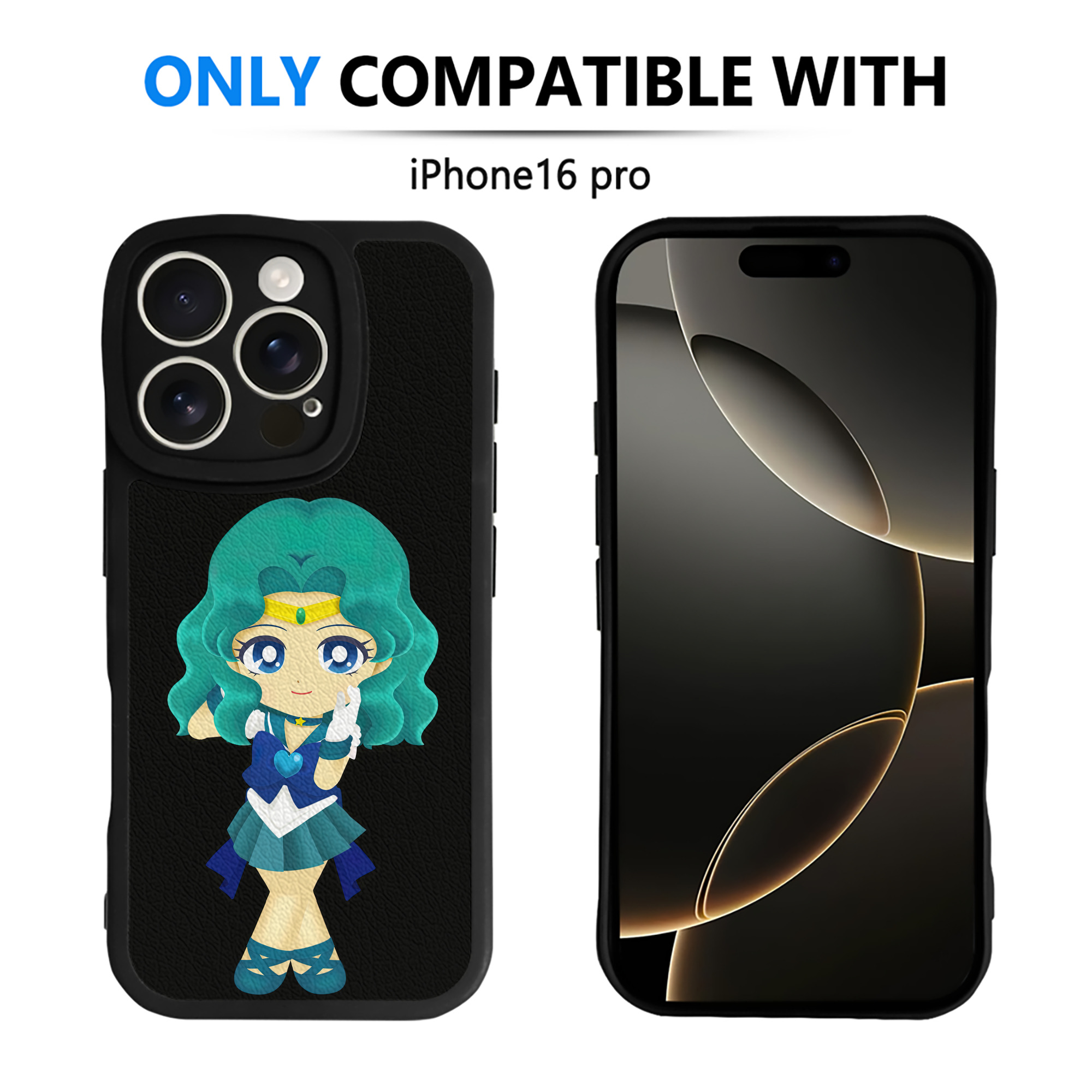 （画像用） 美少女戦士セーラームーン 海王 みちる（かいおう みちる） Sailor Moon Kaiou Michiru 【iPhone 16シリーズ対応】シリコンスマホケース（レザー調） 材質：シリコン